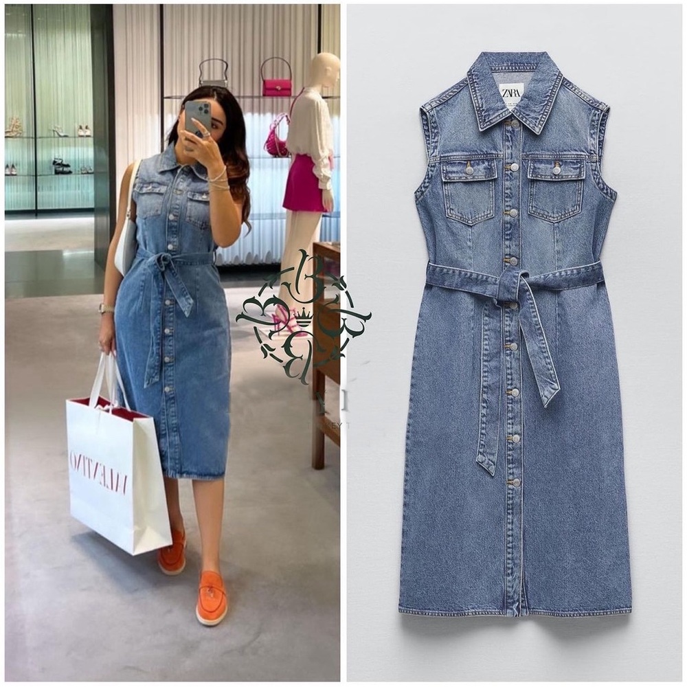 ZARA DENIM MIDI DRESS